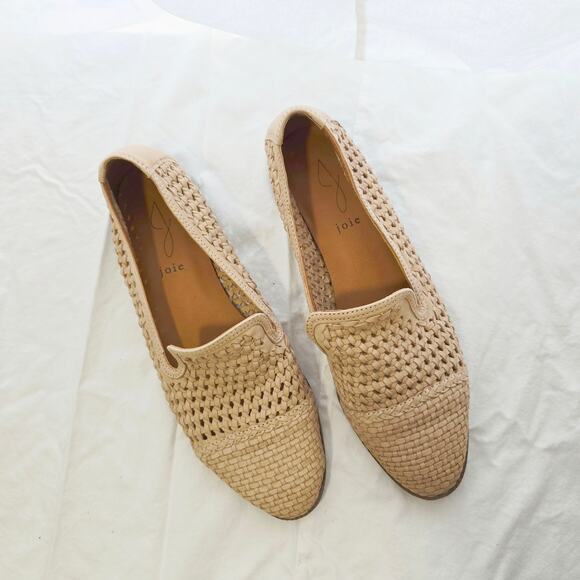 Joie Woven Leather Loafer Flat Open Weave Taupe EUC Size 9 - Picture 2 of 10